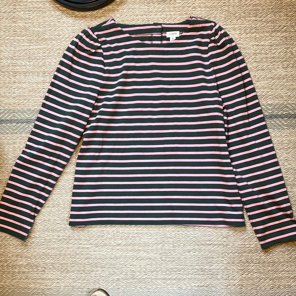 J. Crew Pink and Army Green Long Sleeve top